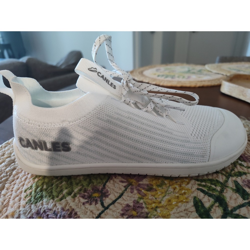 Canles Barefoot Sneakers White Knit Wide Toe Box Minimalist Athletic Shoes